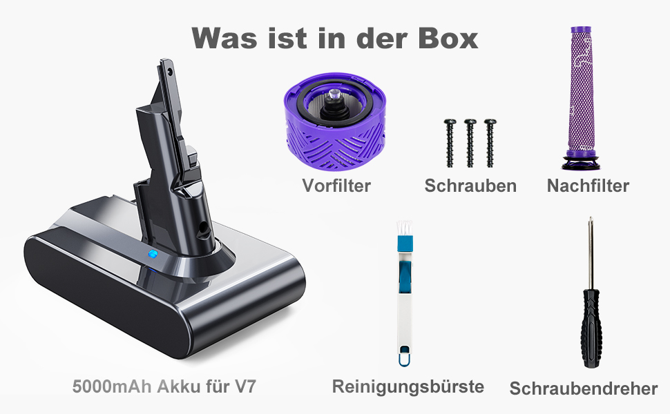 Змінна батарея EVARY 6000 мАг для Dyson DC62, DC58, DC59, DC61, DC72, DC74, SV03-SV09 2 фільтри та щітки