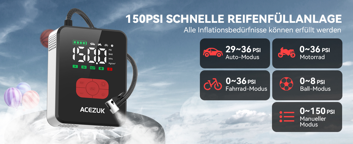 Портативний пусковий пристрій 7000A з компресором 150PSI для автомобілів, 12V, LED-ліхтарик