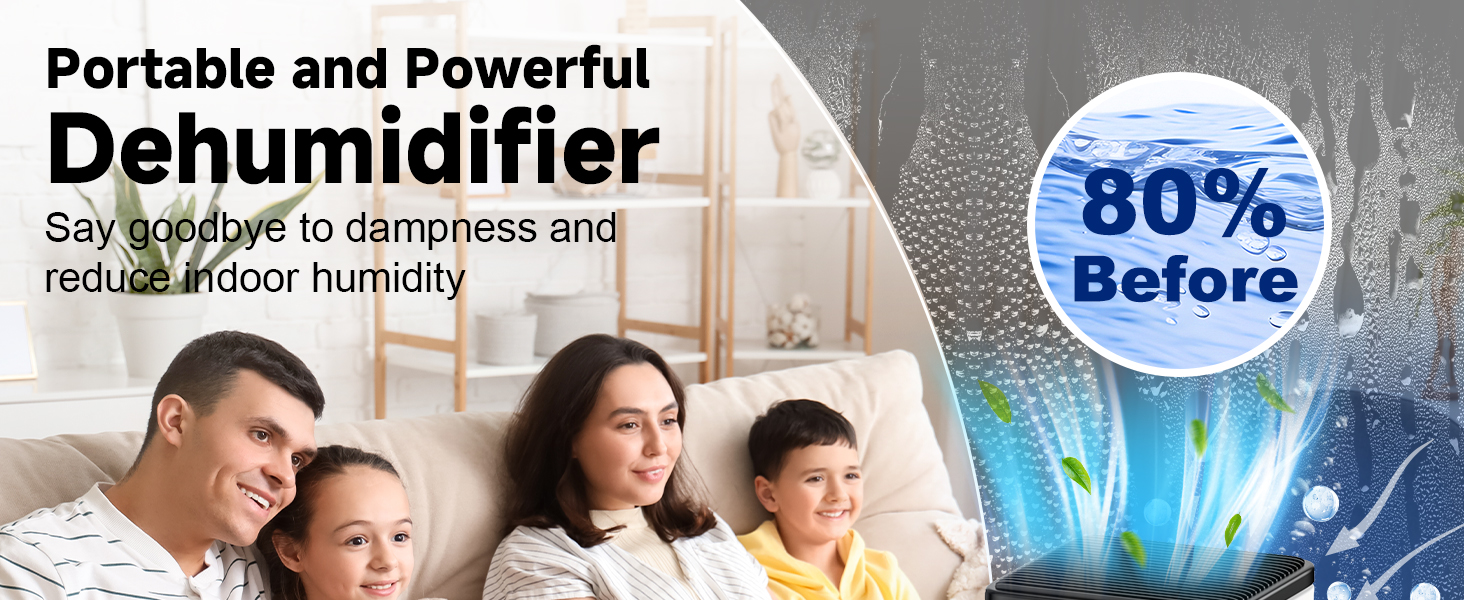 Електричний осушувач повітря 2500 мл з таймером та LED-підсвічуванням для дому