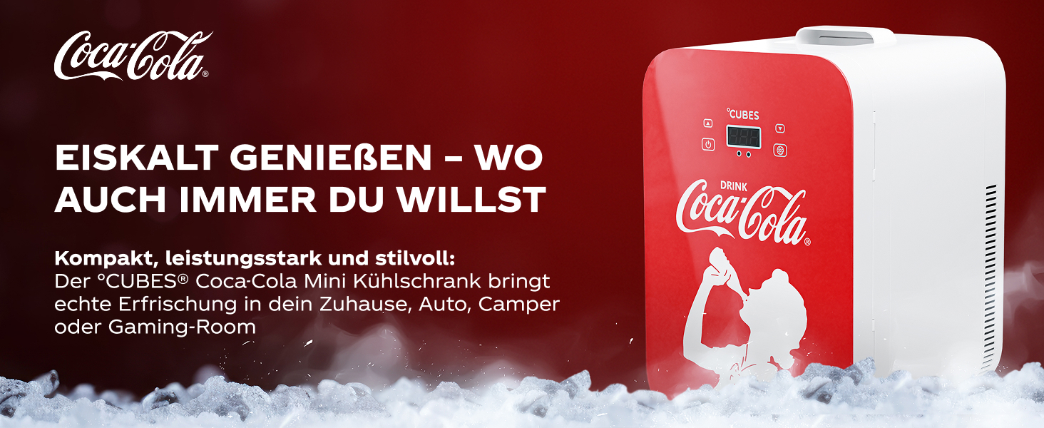 Автомобільний міні-холодильник Coca-Cola °CUBES 9,3л з LCD-дисплеєм та скляними дверцятами, 12В/220В