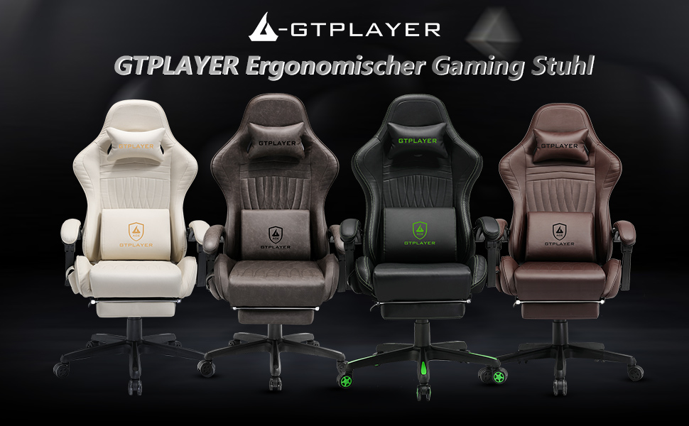 Ігровий крісло GTPLAYER з підніжкою, ергономічний офісний стілець для геймерів, PC Racing, до 150 кг, зелений