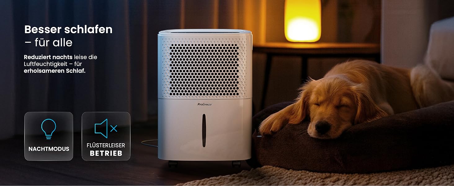 Pro Breeze® Eco Kompakt 12L/день: Електричний осушувач повітря з LED-дисплеєм, функцією сушіння білизни та Smart App (20 м²)