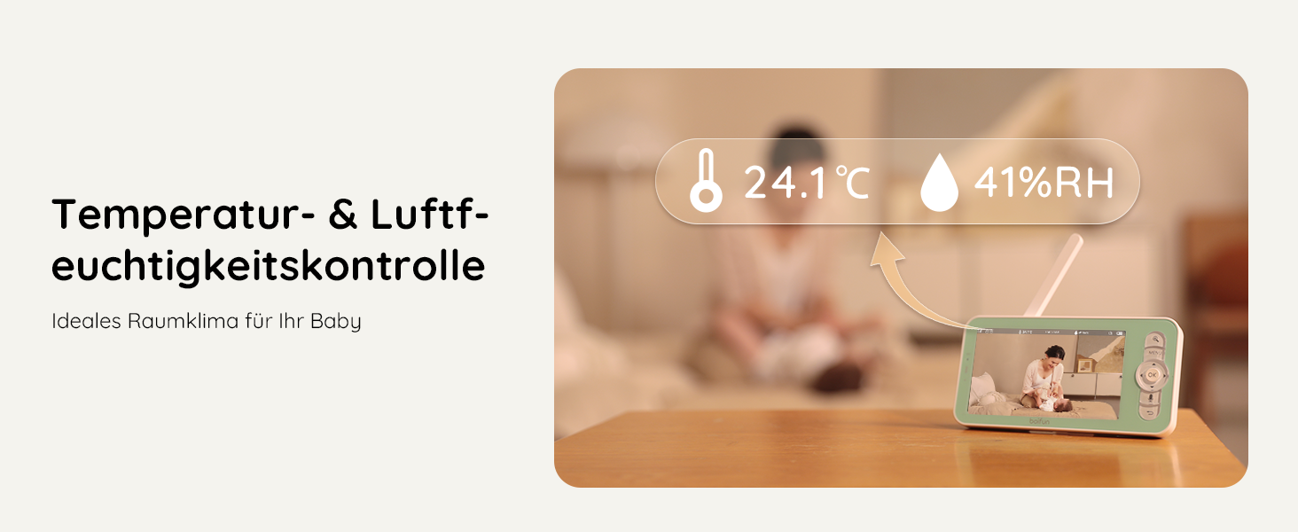 BOIFUN Додаткова камера для немовлят 6T 2K WiFi: відеоняня з нічником, датчиком руху/плачу/звуку, AI-відстеженням, датчиком температури та вологості, записом відео