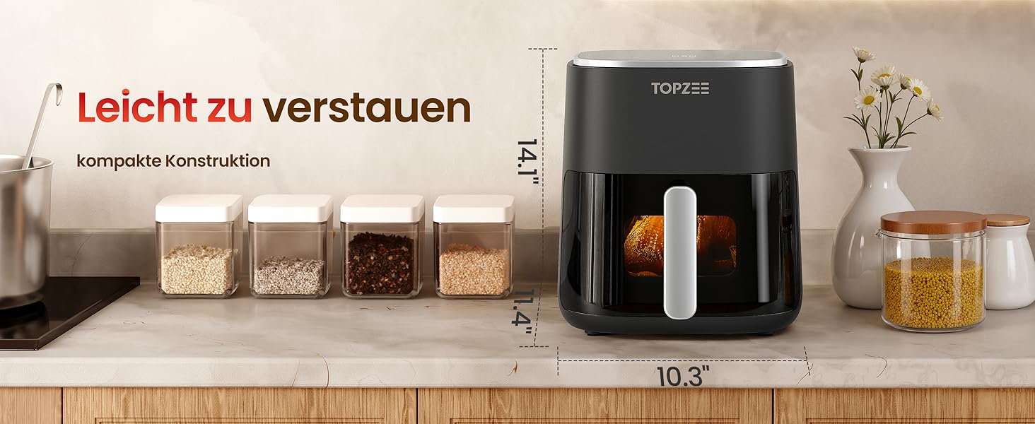 Фритюрниця без олії, 5 л, для 3-5 осіб, ідеальна для любителів м'яса, з регулюванням температури та таймером 24 год, тиха, з антипригарним кошиком та крихкою платформою, зелено-чорна