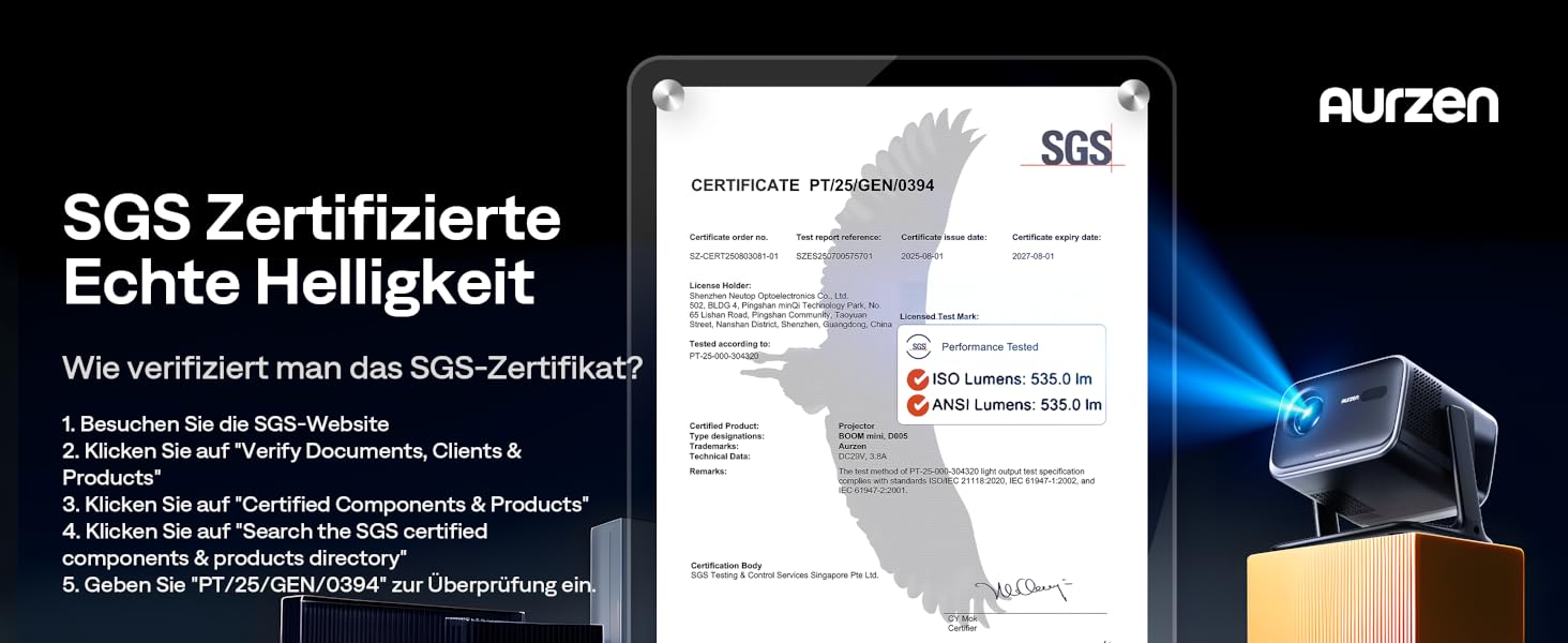 Проектор Aurzen Boom Mini 4-в-1 з Google TV, 4K, 20W Dolby Audio, Wi-Fi, Bluetooth, для дому та на вулицю, автоматичне фокусування, корекція трапецеїдальних спотворень, 500 ANSI люмен (Чорний)