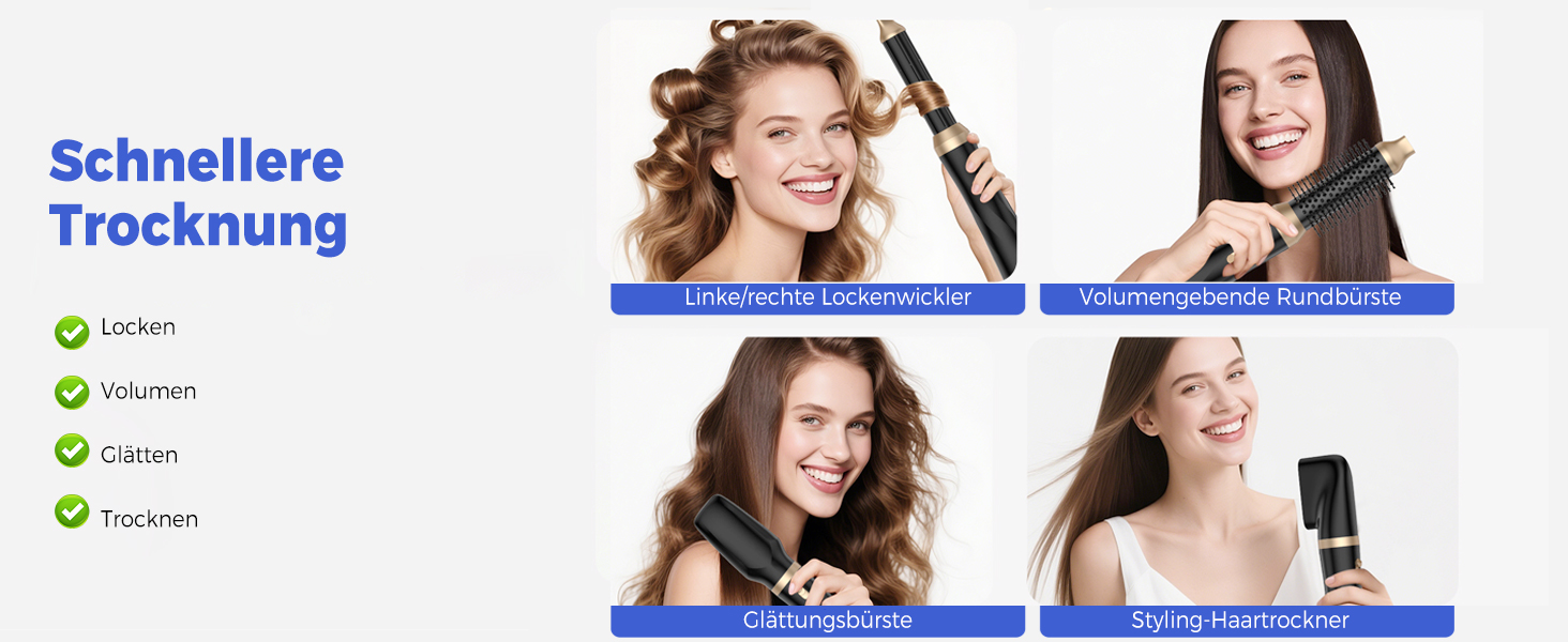 UMIGA Airstyler 5 в 1: Фен-щітка, кругла щітка, плойка та випрямляч для волосся 1000 Вт, 3 режими нагріву, рожево-чорний