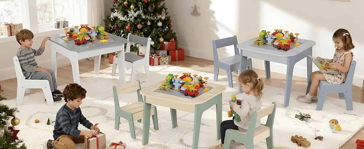 Дитячий стіл MAMIZO з 2 стільцями - дитяча меблева група, стіл і стільці для дитячої кімнати, сірий