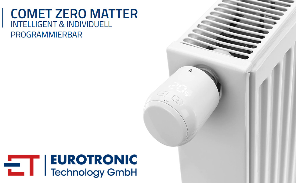 Eurotronic Comet Zero Matter - Радіаторний термостат Matter (Wi-Fi, Alexa, Google, Apple HomeKit, SmartThings), білий
