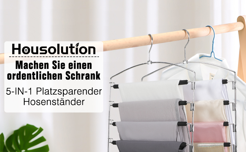 Набір вішалок для штанів Housolution 4 шт. з антиковзним покриттям, чорного кольору