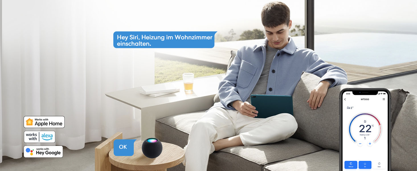 Meross Matter Термостат для радіатора Wi-Fi з підтримкою HomeKit, Alexa та Google Assistant (Додатковий блок)