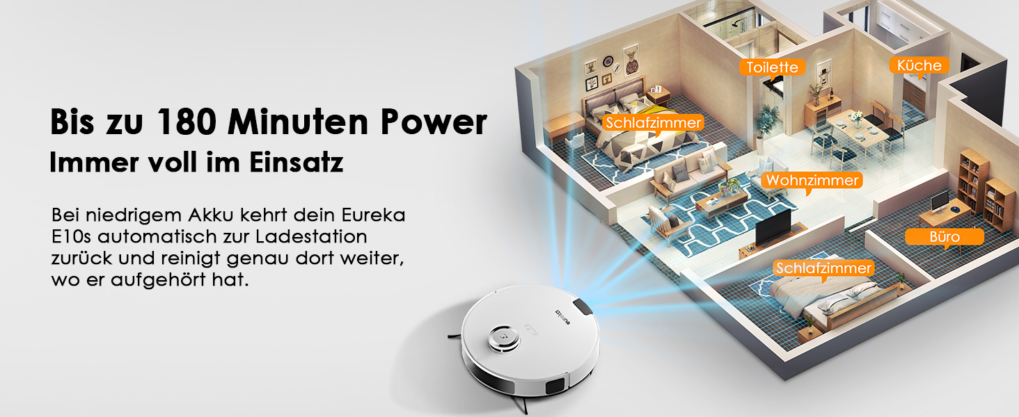Робот-пилосос EUREKA E10s 2.Gen з вологою тканиною + станція самоочищення (4000Pa, автовиявлення килима, підйом мопа, LiDAR-навігація, ідеально для видалення шерсті тварин, керування через додаток/голос) (білий)
