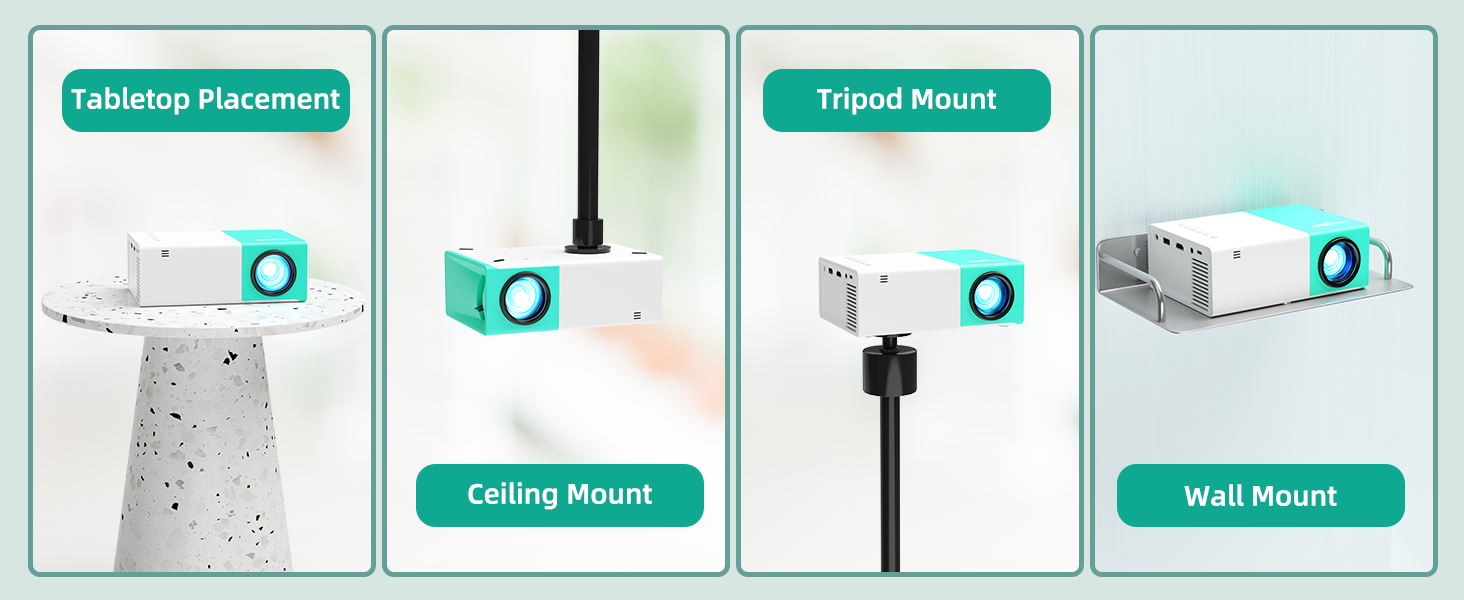 Портативний проєктор Mini Beamer YG300Plus: LED Pico проєктор для домашнього кінотеатру з HDMI, USB, Type-C та пультом дистанційного керування