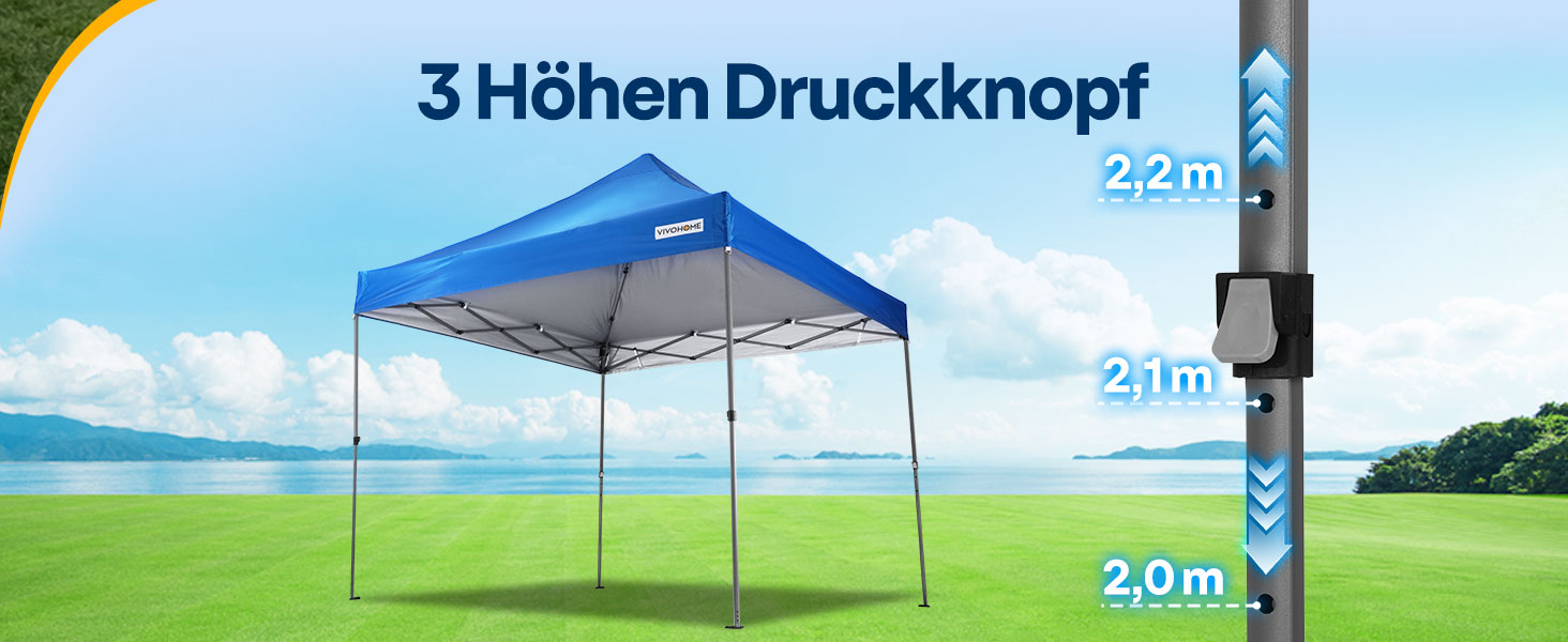Намет VIVOHOME Pavillon 3x3 м для пікніка, кемпінгу, подій (водонепроникний, з москітною сіткою, блакитний)