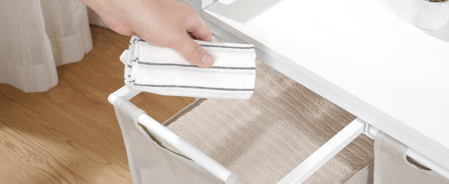 Кошик для білизни HOOBRO з 3 відділеннями, 119 л, білий, на колесах