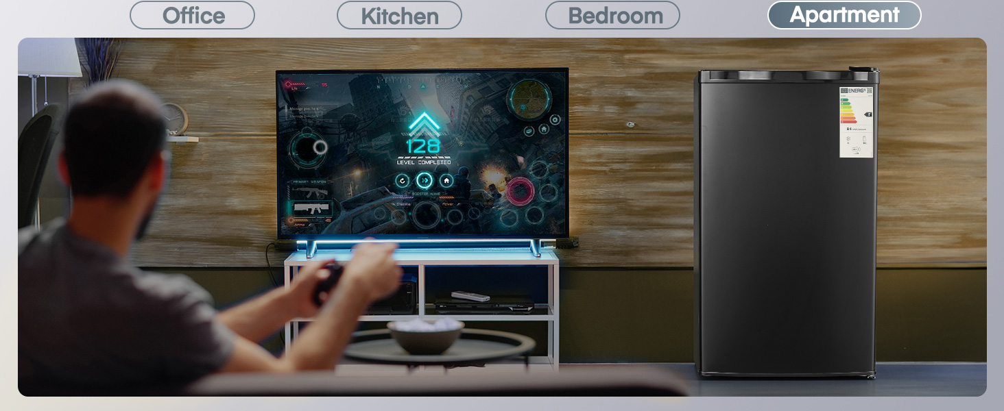 Компактний холодильник FOHERE на 90л з морозильною камерою, відділенням для овочів та 7 рівнями регулювання температури, чорний