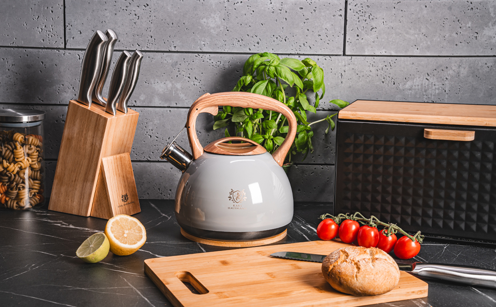 Електричний чайник Karl Hausmann 3L з автоматичним свистком - нержавіюча сталь для індукційних, газових та електричних плит