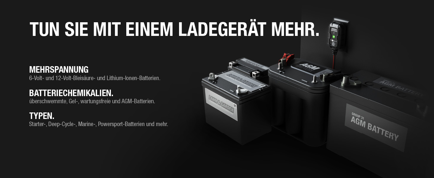 NOCO Genius1: Інтелектуальне зарядне пристрій для акумуляторів 1A 6V/12V - Автоматичний зарядний пристрій, десульфатор з захистом від перезаряду та температурною компенсацією – Для свинцево-кислотних та літієвих акумуляторів