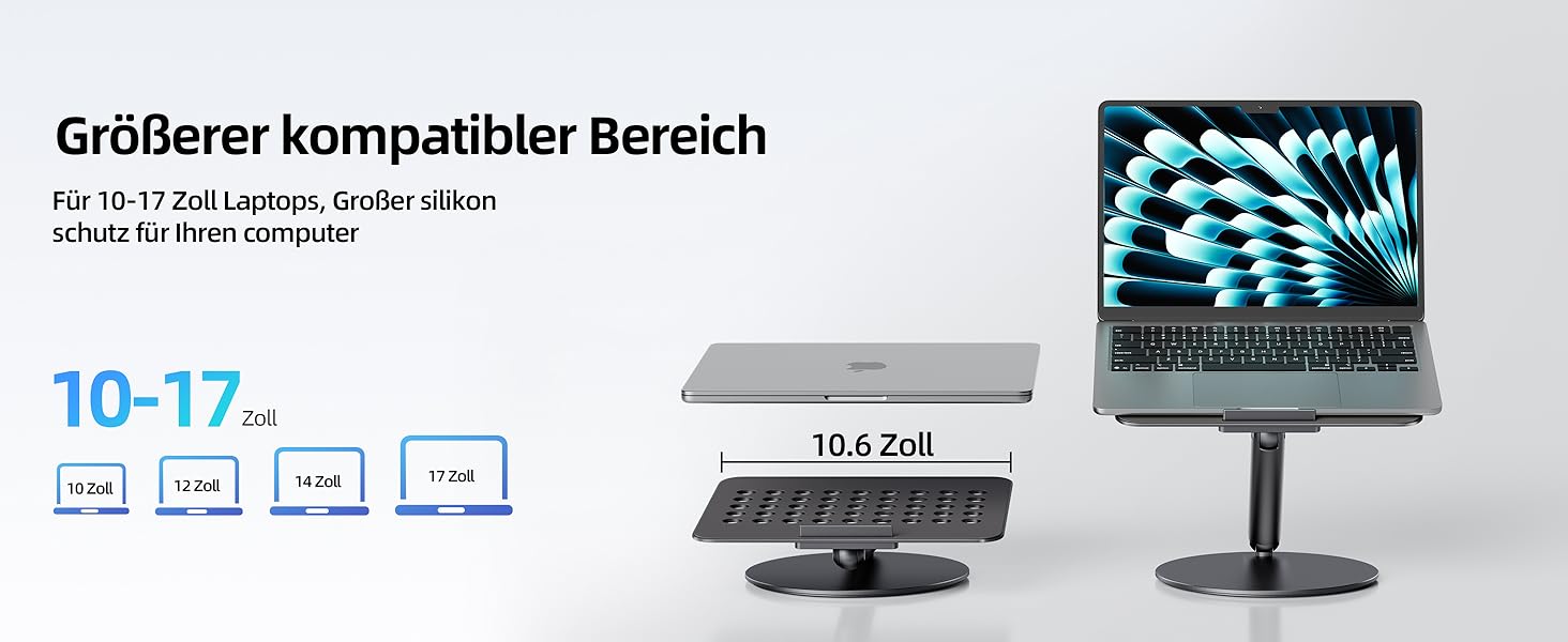 Стійка для ноутбука LULULOOK, регульована, 360° обертання, для MacBook, 10-17