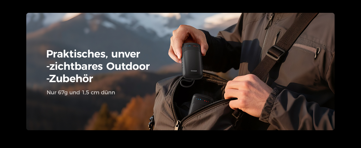 Електричні грілки для рук OCOOPA DuoHeat UT5 - чорні, для кемпінгу, полювання, подорожей, подарунок для чоловіків