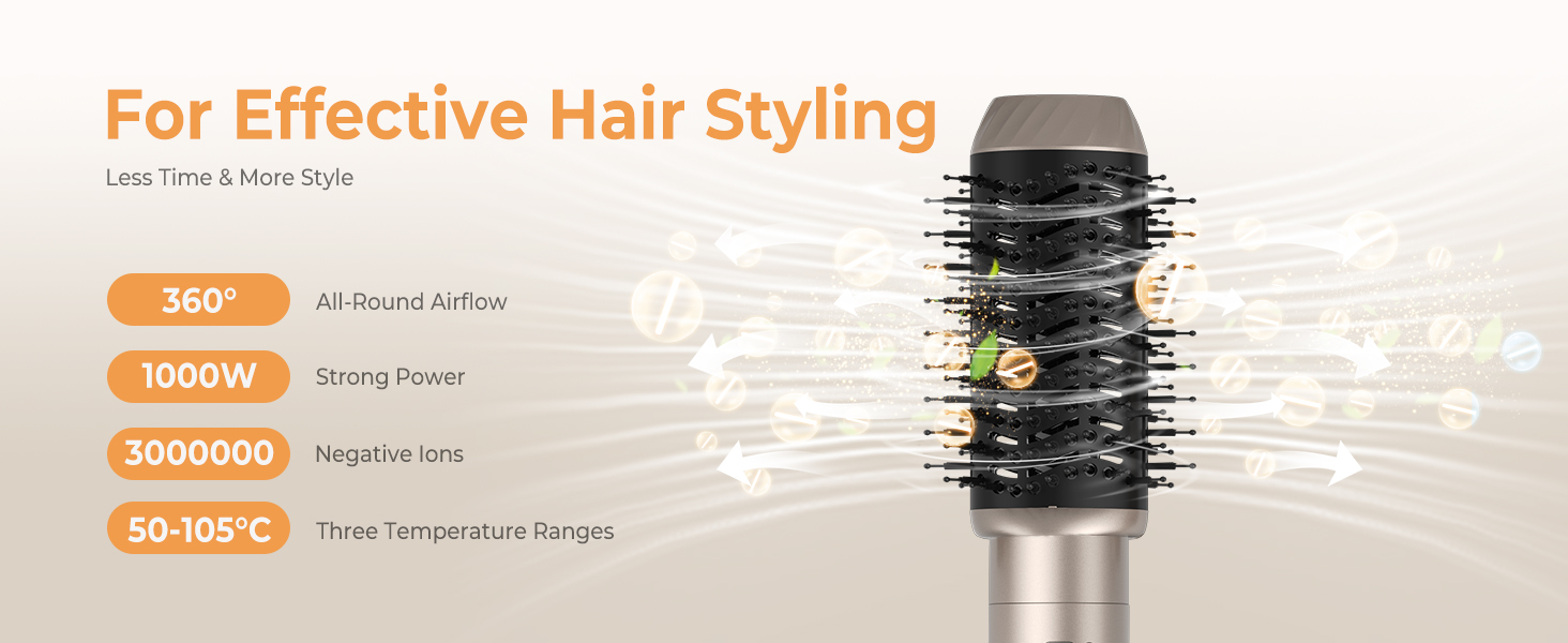UMIGA Hairstyler 5-в-1: Фен-щітка, стайлер для волосся, випрямляч, плойка (Золотий)