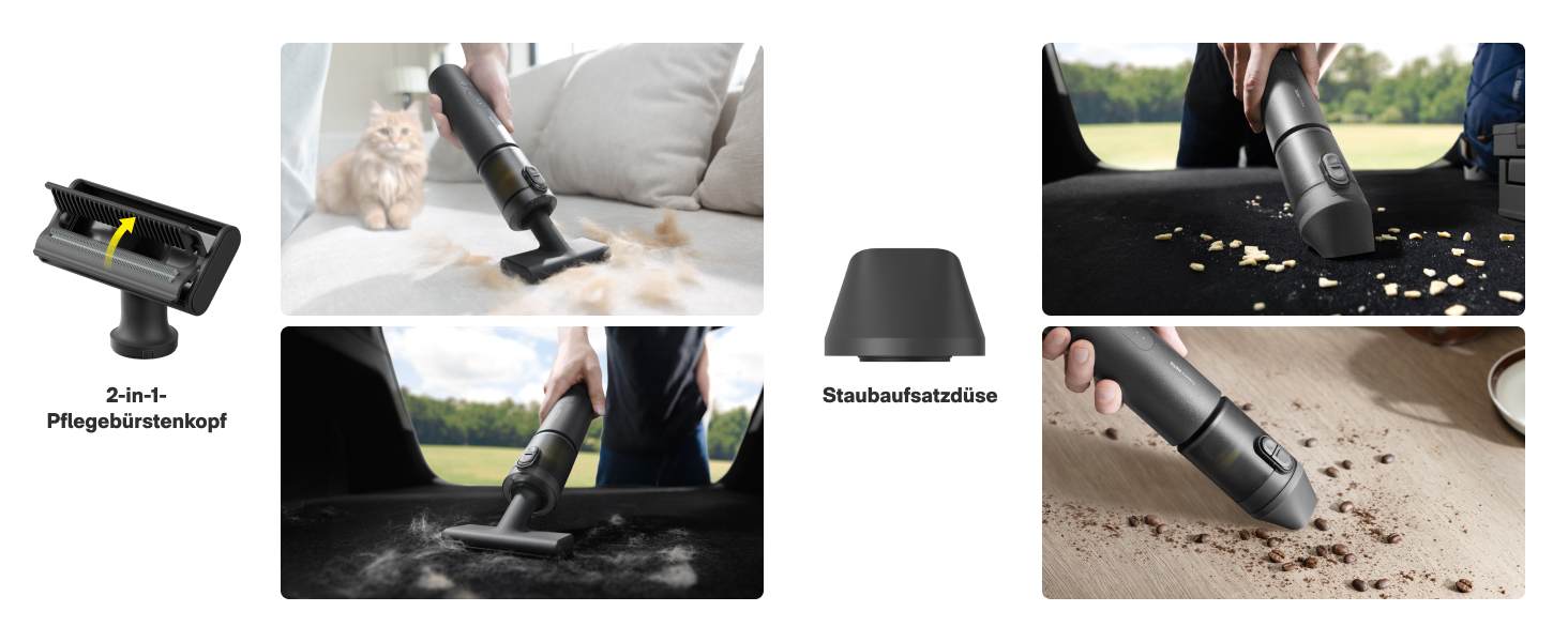 Акумуляторний ручний пилосос HOTO 20000Па 4-в-1 для авто, дому та клавіатури, бездротовий міні-пилосос з функцією обдуву