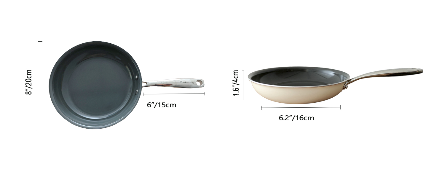 Набір каструль Cookersway: 20, 24, 28 см, керамічне покриття, без PTFE, PFOA, PFAs, для плити та духовки