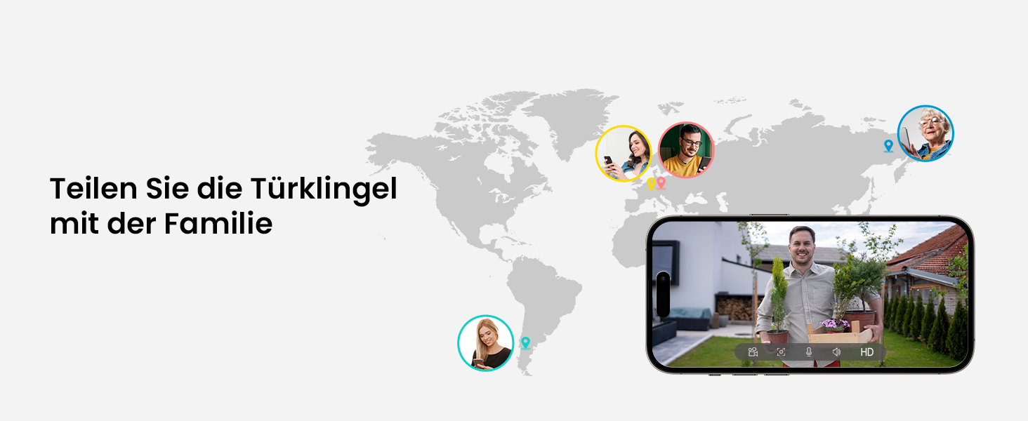 Відеодзвінок ieGeek 2K з камерою: бездротовий, водонепроникний (IP66), AI-розпізнавання руху, нічне бачення, без підписки, сумісний з Alexa, Wi-Fi 2.4GHz, з внутрішнім дзвінком (білий/сірий)