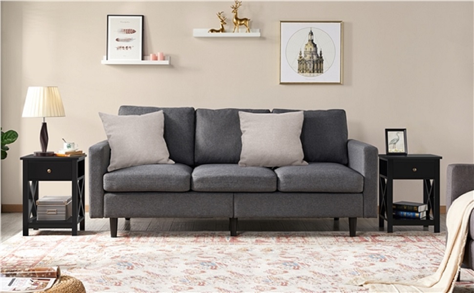 Журнальний столик Yaheetech з шухлядою та полицею, білий, для вітальні та спальні, скандинавський стиль