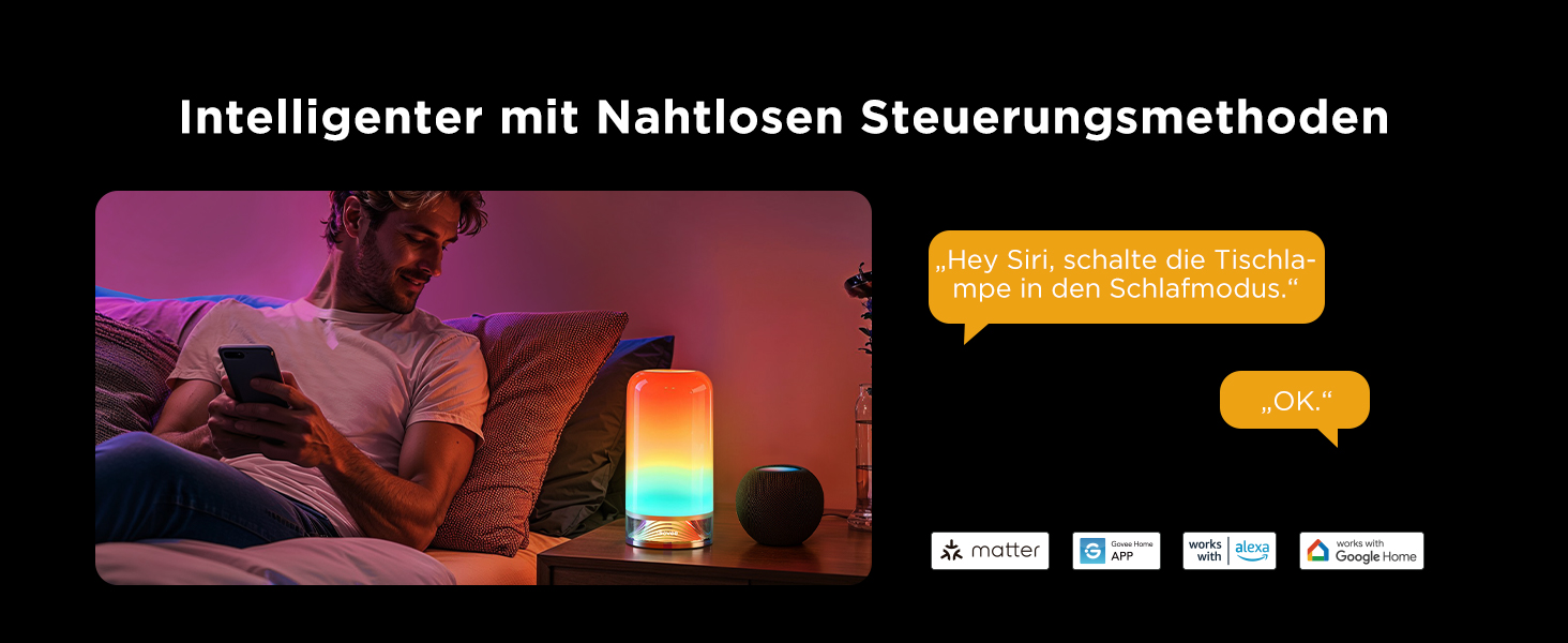 Govee LED-лампа настільна, торшер з торканням, RGBICWW, керування Alexa, 64 режими, 500 люмен, Matter, 2700-6500K, для вітальні та спальні