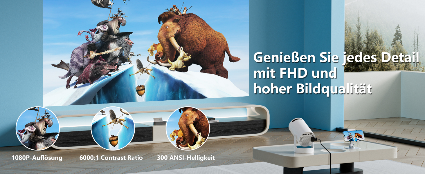 Інтелектуальний міні-проектор HY300 PRO HIFI: Android 11, 1080P FHD, 4K, 300 ANSI люмен, Wi-Fi 6, Bluetooth 5.0, для дому та кінотеатру