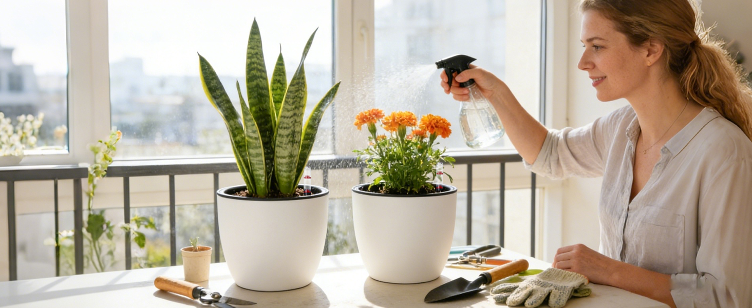 Автоматичний горщик для квітів з індикатором рівня води, 2 шт. - ідеальний вибір для зайнятих людей та початківців, підходить для монстери та розмарину, для дому та саду (білий, 17,5 см)