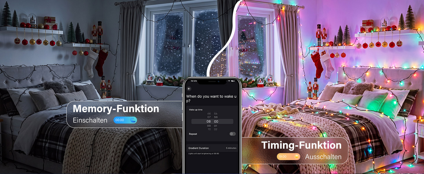 Розумна RGB LED гірлянда HeiPard 20м, 200 світлодіодів з керуванням через App та пульт, IP44 для вулиці та дому, музичний та голосовий режим, кольорова підсвітка для Різдва та декору