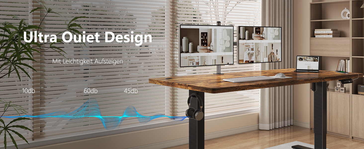 Регульований стіл Flamaker 160x80 см: електричний, з пам'яттю, для офісу, комп'ютерний, з кабелеуправлінням, коричневий вінтаж