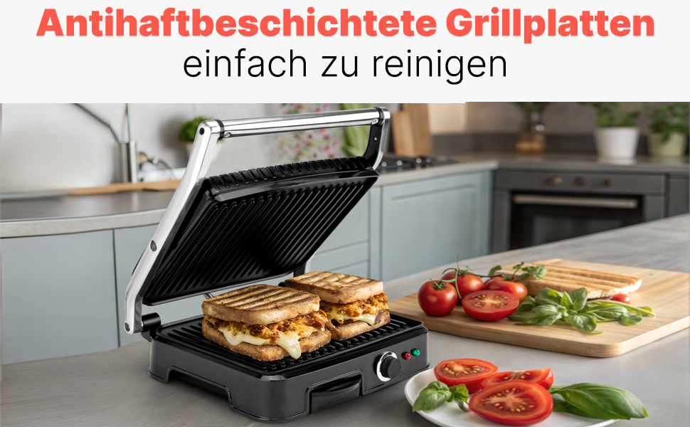 Контактний гриль Clatronic® KG 3487: 2000W, антипригарне покриття, для паніні та тостів