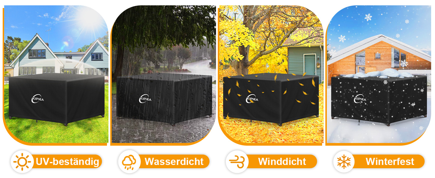 Чохол для садово-патіо меблів Kipiea, водонепроникний, прямокутний, 242x162x100 см, захист від снігу та сонця