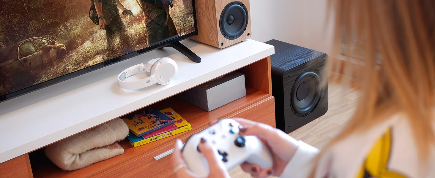 VULKKANO A5 ARC Поличкові колонки Bluetooth 5.0 з HDMI ARC, оптичним входом, RCA, USB, вихід для сабвуфера, коричневі