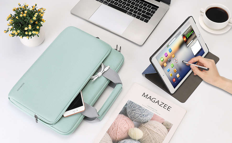 Чохол для ноутбука DOMISO 16 дюймів, сумісний з MacBook Pro (M4/M3/M2/M1) Pro/Max, водонепроникний, з ручкою, (14 дюймів, м'ятний)