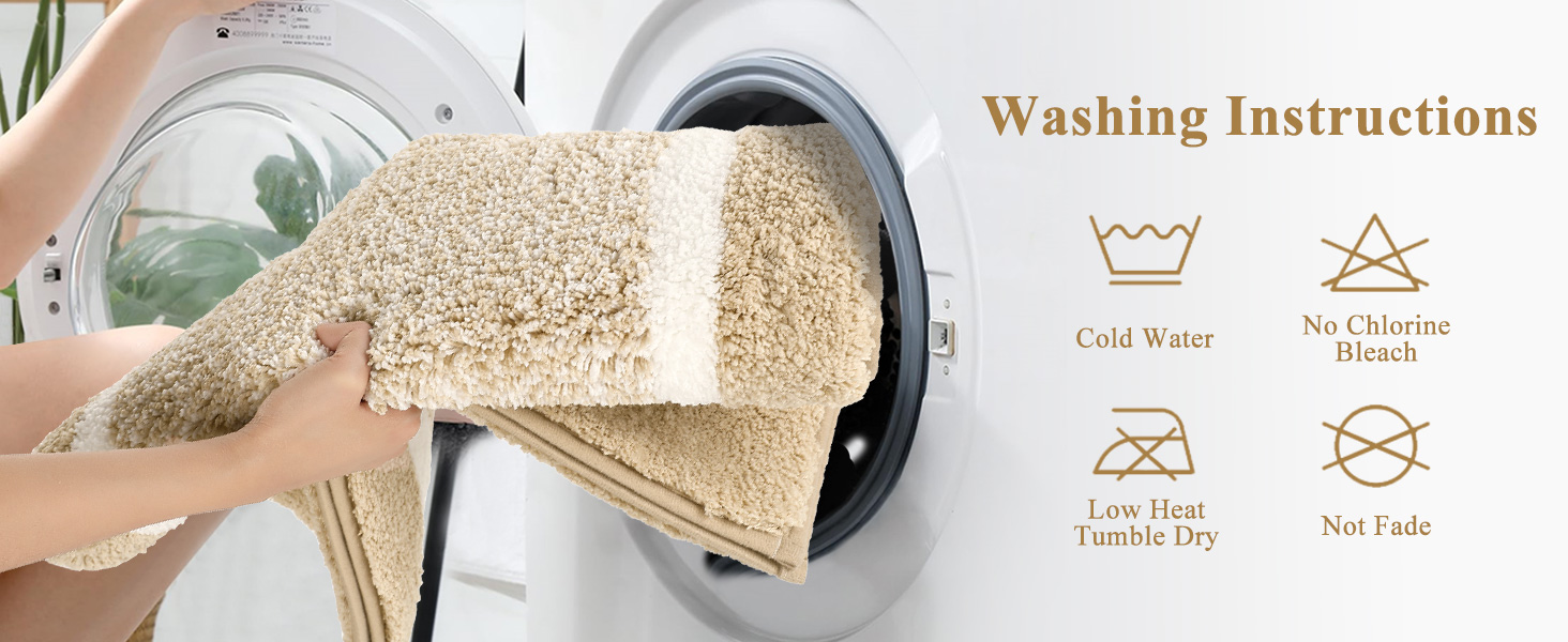 Набір килимків для ванної кімнати Pauwer: м'який килимок з високим ворсом, килимок для душу, килимок для туалету, машинне прання, антиковзаючі, (бежевий, 45 x 65 + 45 x 120 + 50 x 60 см)