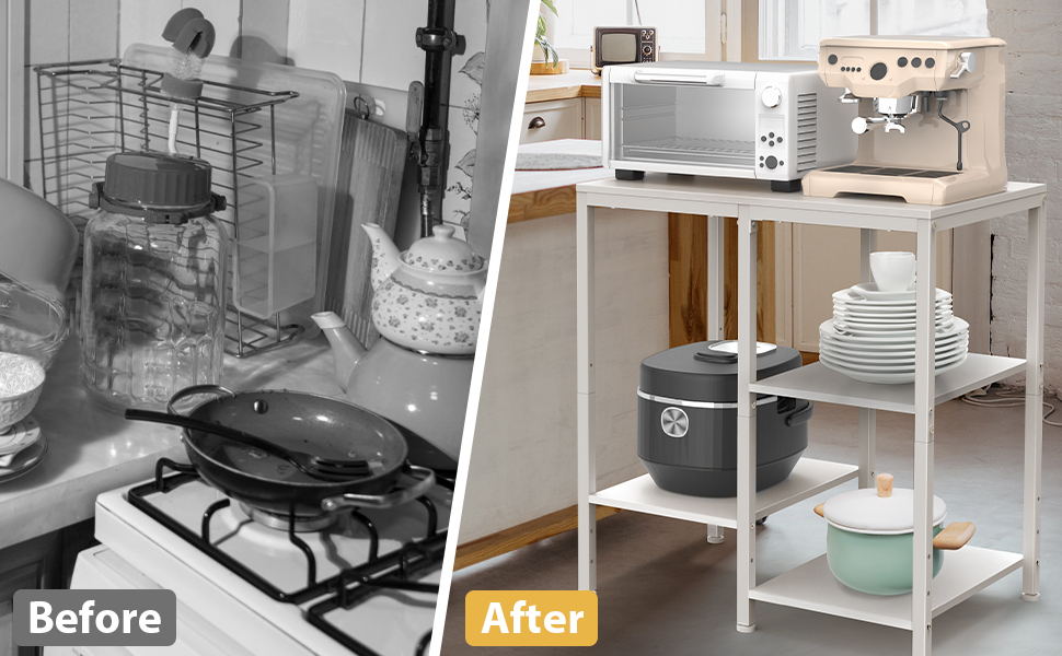 Металева кухонна вітрина-органайзер на 4 яруси, регульована, для кавової станції, чорна