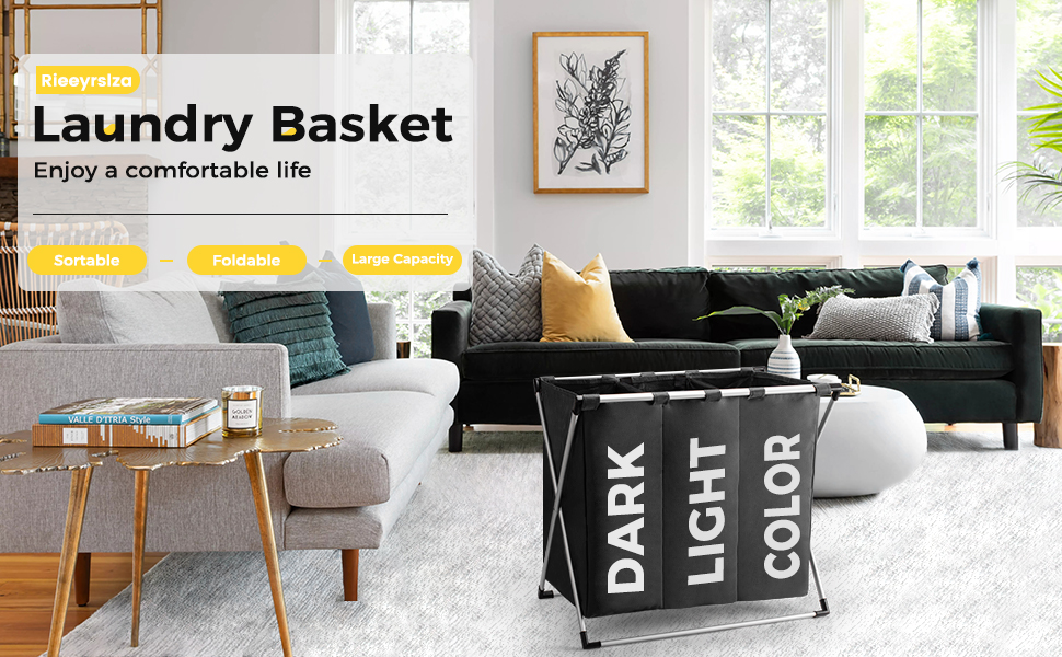 Сортувальник для білизни Oxford Trio з 3 відділеннями (102L) - Чорний