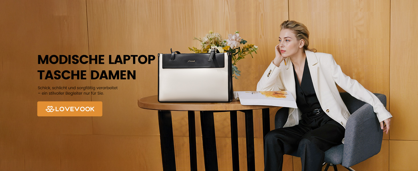 LOVEVOOK Сумка для ноутбука 15.6 дюймів, жіноча, велика, водонепроникна, сумка-шоппер, ділова, з PU шкіри, для офісу, навчання, чорна