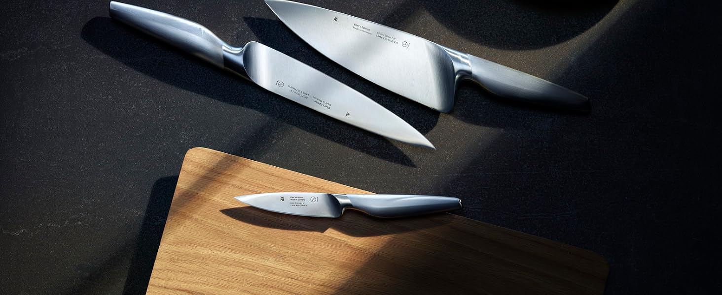 Набір кухонних ножів WMF Chef's Edition (3 предмети), ковані, зі спеціальної сталі Performance Cut у дерев'яному боксі, Made in Germany