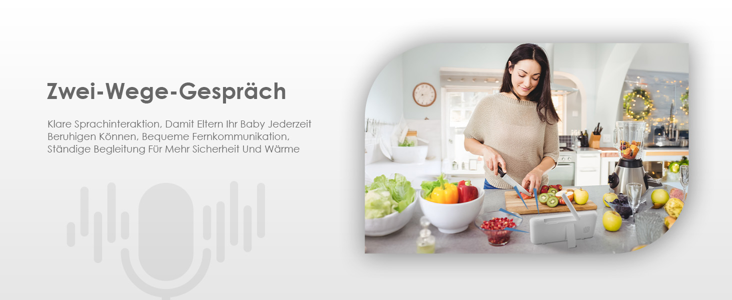 Відеоняня з камерою 2K HD Wi-Fi Babyphone з додатком, 360° огляд, 4x Zoom, нічний режим, датчик руху/плачу/звуку, термометр, чорний - 1 камера