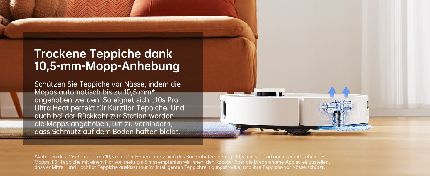 Робот-пилосос Dreame L10s Ultra Gen 2 з функцією миття, технологія RoboSwing™, потужність 10000 Pa Vormax™, режим для тварин, автоматична база, ефективне прибирання килимів