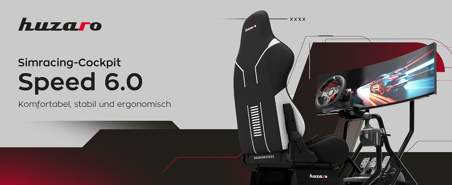 Сім-рейсинг кокпіт huzaro Speed 6.0 з кріпленням для монітора до 50