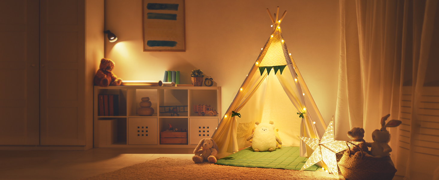 Намет Besrey Teepee для дітей, бавовняний ігровий намет для внутрішнього / зовнішнього використання з підсвічуванням і килимком (зелений)