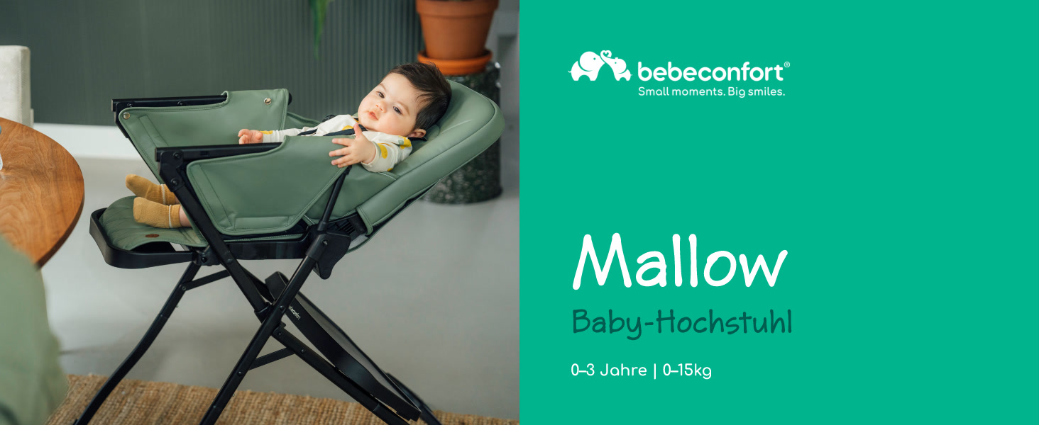 Дитячий стільчик Bebeconfort Lily, 6 місяців – 3 роки, до 15 кг, компактний, легкий (4 кг), легко миється, м'яке сидіння, складаний однією рукою, колір Mineral Green