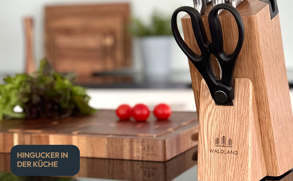 Набір ножів WALDLAND Premium: 7 предметів з бруском для точіння | Набір кухонних ножів з міцного дуба | Преміум якість