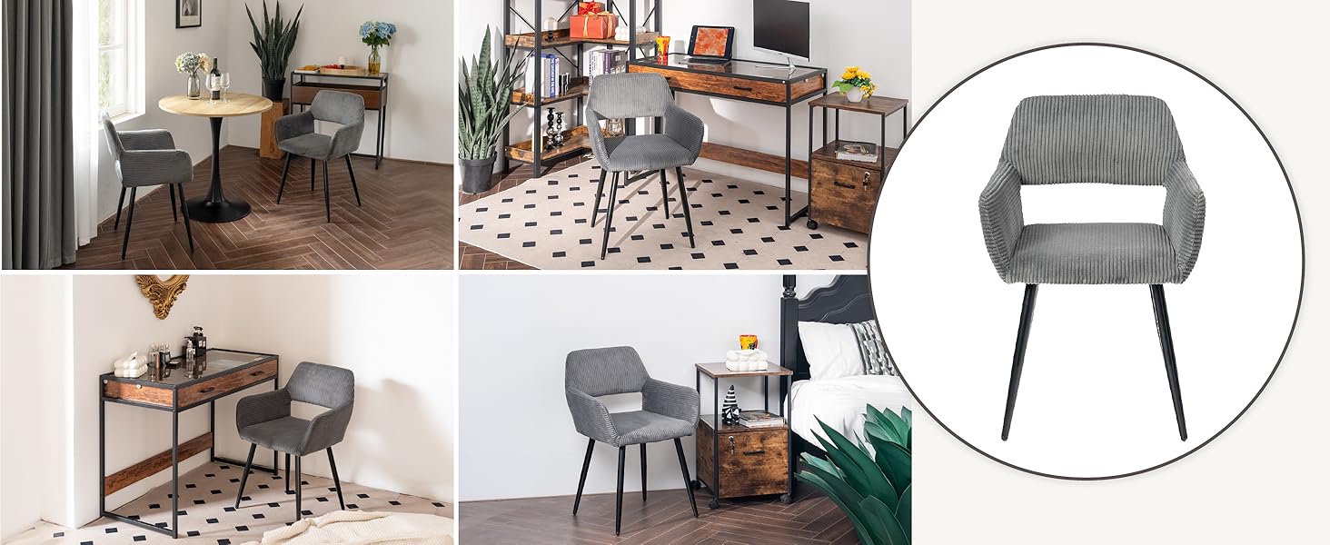 Крісла для їдальні Cosy (2 шт.) - стільці для кухні, вітальні з м'яким сидінням та металевими ніжками, 56x56x78 см (Сірий)