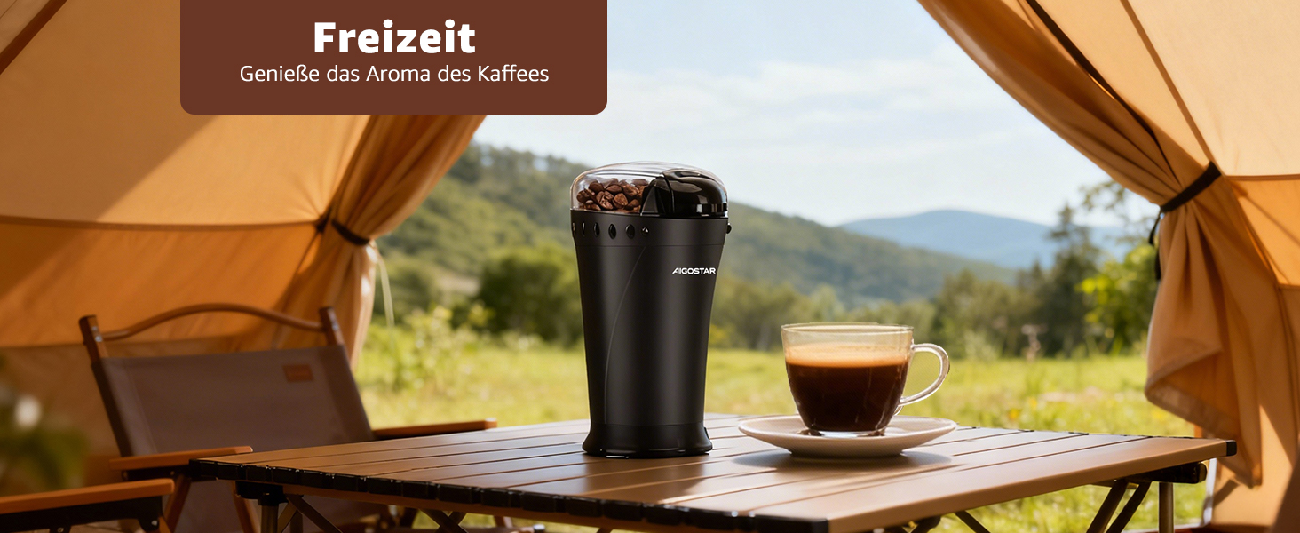 Кавомолка електрична Aigostar для кави, спецій та горіхів, нержавіюча сталь, 60г, 200 Вт, чорна (2 шт)